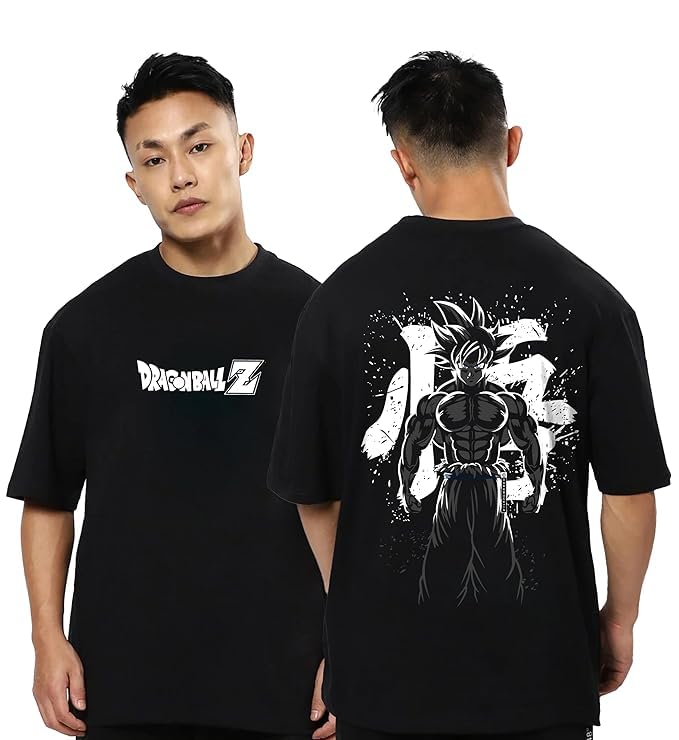 Darkbuck® Anime DragonBallz Oversized T Shirt for Men and Women Drop Shoulder Loose Baggy Fit Unisex Pure Cotton T-Shirt