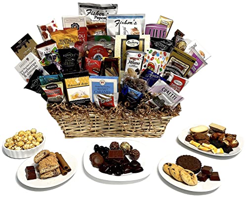 Customize your 43 piece chocolate gift basket of gourmet chocolates, cookies, and crunches! Perfect for businesses, clients, employees, birthdays, thank you and more! - Image 3