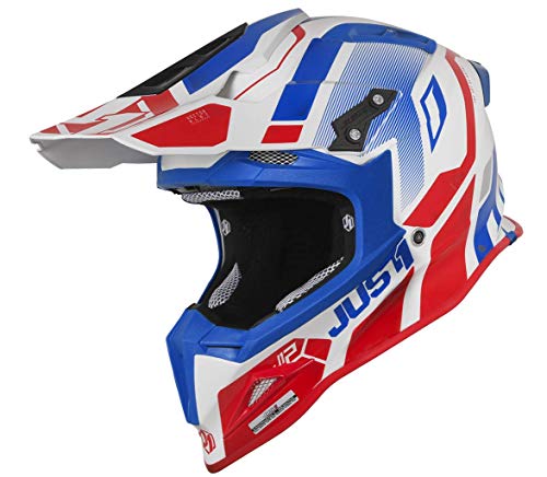 JUST 1 Vector Carbon Fiber MX Off-Road Motocross Motorcycle Helmet (Vector Red/Blue/White Carbon, Small)