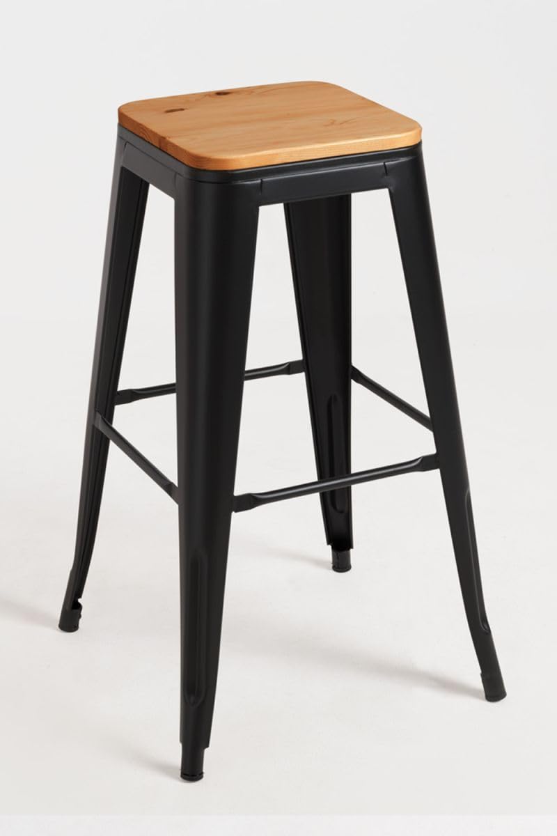 Regalos Miguel - Taburetes Altos - Taburete Torix Alto Madera Natural - Negro Mate