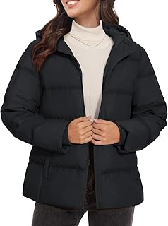 جاكيت مبطن للنساء بغطاء رأس، معطف شتوي مبطن بسوستة، أسود