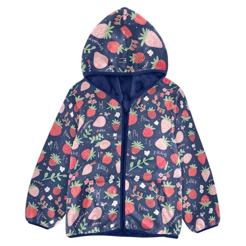 KEIGE Strawberry Fruit Boys Fleece Coat,Children's Zip-Up Hoodie Jacket,Baby Warm Fashion Outerwear 9-10T,A111065