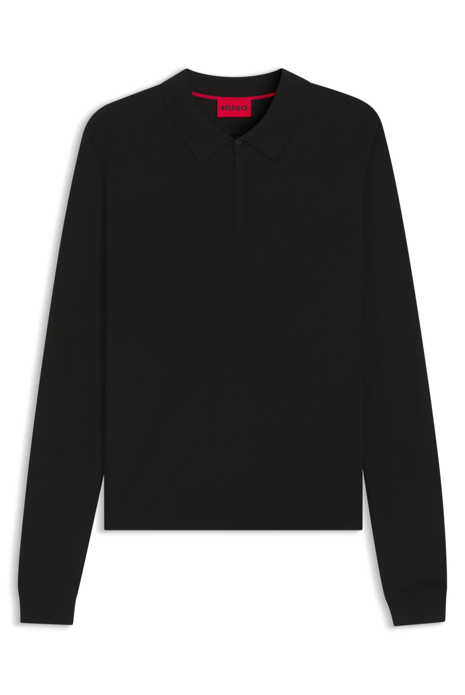 HUGO Mens San Pippo-CV Slim-fit Knit Polo with Rear Logo Black
