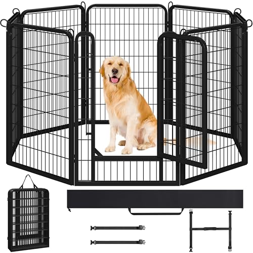 Yaheetech Recinto per Cani 8 Pannelli 65 x 80 cm in Metallo Trasportabile Giardino Conigli Cuccioli Recinzione Rete Animali Domestici Nero