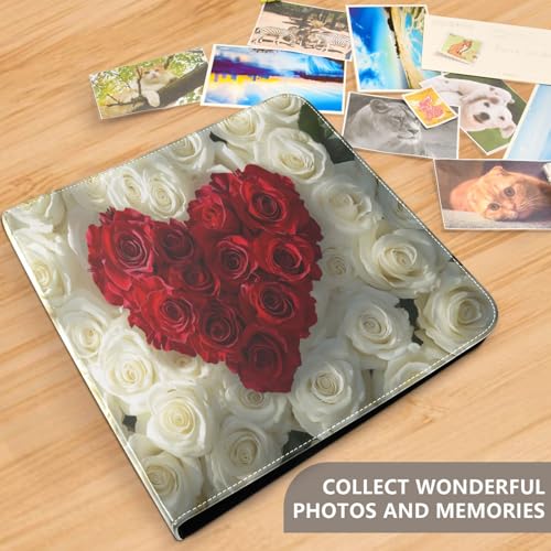 Álbum de Fotos Autoadhesivo DIY Scrapbook Album Forma de Corazón de San Valentín Rosas Encuadernador de 3 Anillos Libro de Fotos de 40 Páginas 8x10 para Memorias miniatura 5