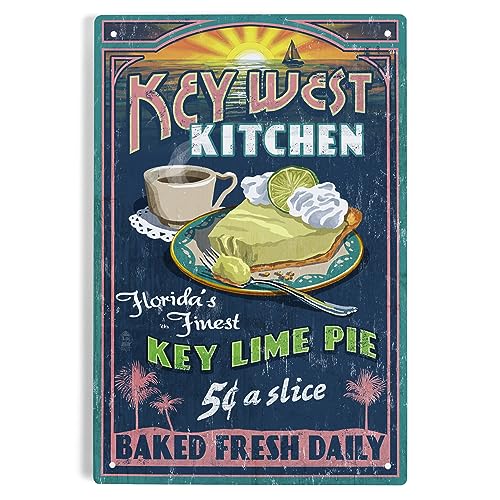 Lantern Press 6x9 Inch Metal Sign, Key West, Florida, Key