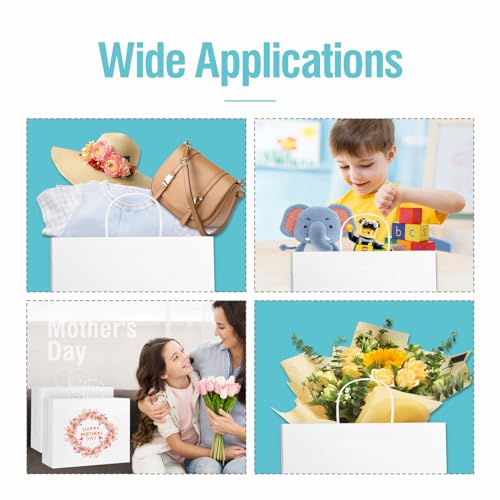 woric 60 PCS White Paper Bags with Handles, Christmas Gift Bag 16 x 6 x 12 inch Large Gift Bag Bulk Shopping Bags for Grocery Small Business Stocking Stuffers - Thumbnail 6