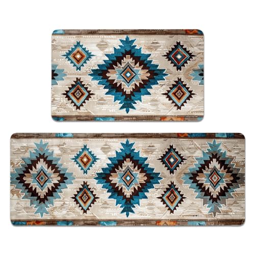Set de 2 Tapetes de Cocina Navajo 17" x 29" y 17" x 47" miniatura 1