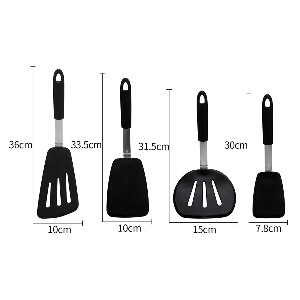 PNAWLLCF De Utensilios De Cocina De Silicona De Acero con Resorte De 4 Espátulas De Silicona Antiadherentes De Espátula Flexible Occidental For Filetes
