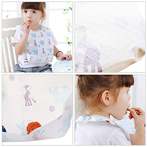 20 PACK Disposable Baby Bibs, Baby and Infant Disposable Travel Bibs with Crumb Catcher, Toddler Disposable Bibs, Non-Woven Cloth Bibs For Babies-Soft, Leak proof, Traveling, On The Go3