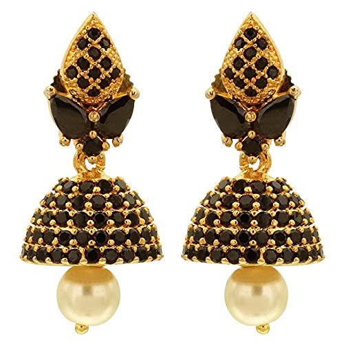 Sasitrends American Diamond CZ Gold Plated Jhumki Earrings for Women & Girls (B096MVSHHG) Amazon Price History, Amazon Price Tracker