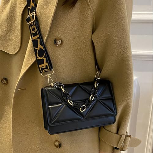 Chain Bag Versatile Crossbody Bag Wide Band Shoulder Bag for Women Girl PU Bag4