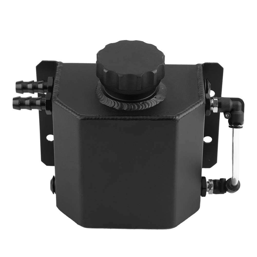 Bouteille de Reniflard de Bidon de Récupération d'huile Moteur en Aluminium de 1 L avec Bouchon de Vidange Bidon Froid Noir pour Bouteille de Reniflard de Récupération d'huile