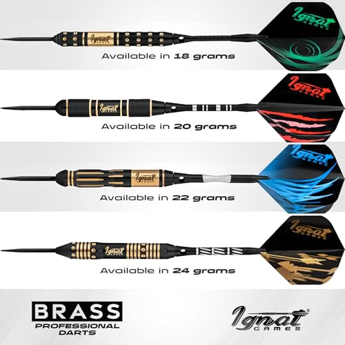 image for IgnatGames Premium Steel Tip Darts – 3/6/12 Pack Brass Barrels with 
