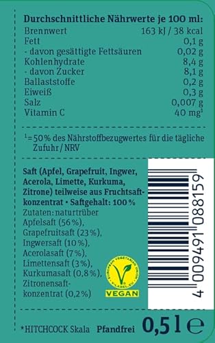 Hitchcock Ingwer Shot Grapefruit, 500 ml