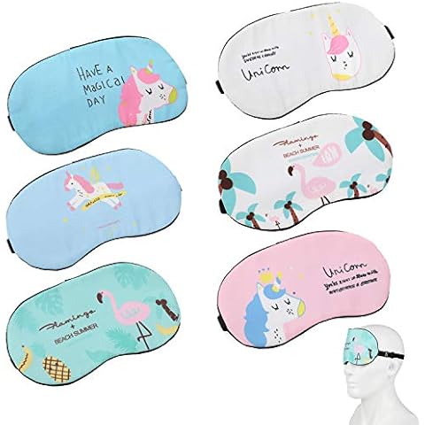 MWOOT Sleep Mask (6-Pack), Lightweight Soft Sleeping Mask for Teens Women, Adjustable Eye Cover for Unicorn Sleepover Party Cover