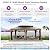PURPLE LEAF 12' X 20' Outdoor Hardtop Gazebo for Patio Galvanized Steel Double Roof Permanent Canopy Teak Finish Coated Aluminum Frame Pavilion Gazebo with Netting and Navy Blue Curtains