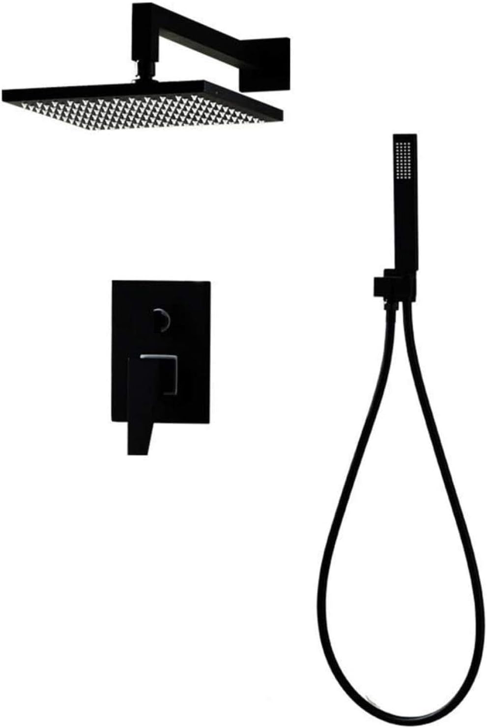 シャワーセットブラックスクエアが壁に洗練された隠された壁ホットアンドコールド入浴シャワー蛇口セット固定シャワーヘッド縁起の良い雲 L