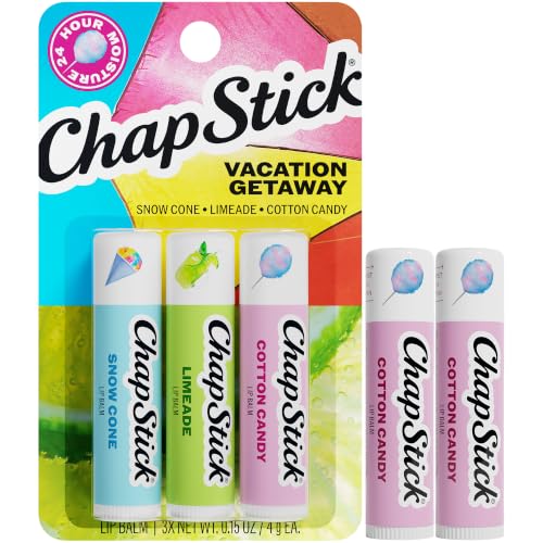 ChapStick Lip Balm Vacation Getaway Set + 2 Cotton Candy 0.15 Oz Ea