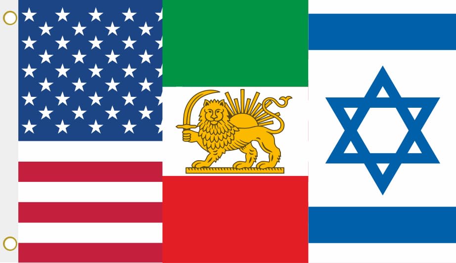 U24 Flagge Fahne USA-Iran-Israel Freundschaft Hissflagge 90 x 150 cm