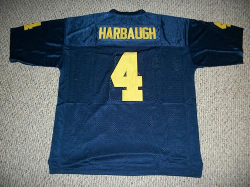 Jim Harbaugh Jersey 4 College Custom Stitched Blue Football Various Sizes New No Brand/Logos Size XL