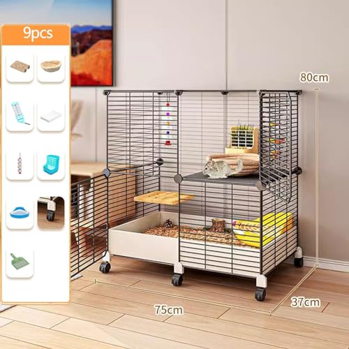Jaula para chinchilla, jaula grande para ratas con bandeja integrada, construcción de alambre de metal, fácil de limpiar y mover, perfecta para cobayas