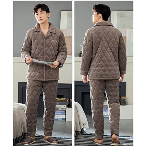 Men Warm Pajama Sets, Long Sleeve Button Sleepwear, Soft Lounge Pajama, Loungewear With Pocket(Size:l,Color:style 2) #TOP1