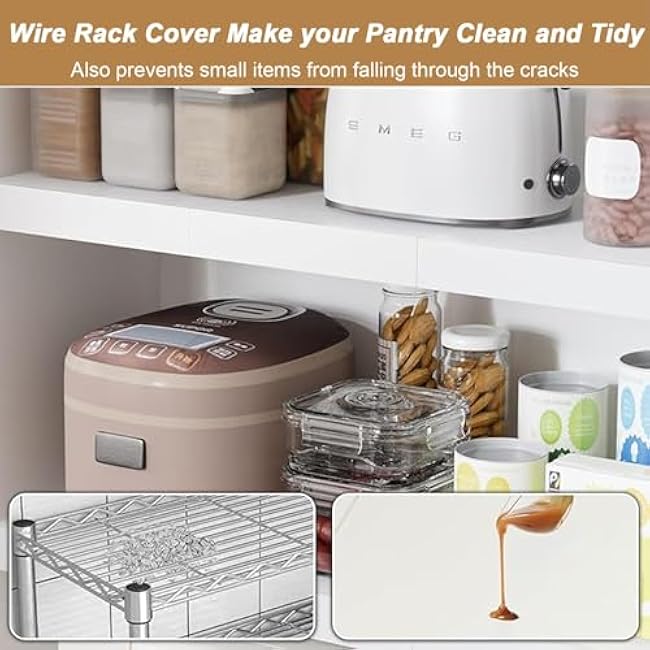 WDJBPSH Kitchen Pantry Shelf Covers for Wire Shelving, Ready-to-use PVC Wireshelf Liner with Modern Marble Pattern, Enhances Aesthetic & Organization(White-4 pcs,42x16in/107x41cm)