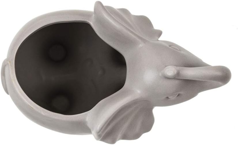 Chumbak Handcrafted Elephant Planter - Grey - Plant Pots, Pot Stand, Indoor & Outdoor Plant, Decorative Home Décor, Pot for Succulents, Small Plants, Modern Garden, Ceramic Planter, 10.0"x6.3"x7.8"
