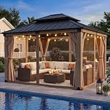 CHARMELEON 10x12 FT Cedar Wood Gazebo,Hardtop Wooden...