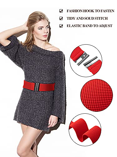 6 Pieces Elastic Belt Stretchy Belt Vintage Waist Belt with Metal Buckle for Women Girl2