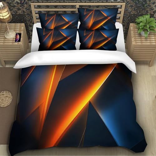 Housse de couette 135x200 géométrie abstraite lit simple couple microfibre