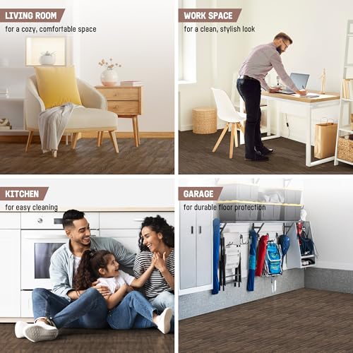 Image of Yes4All EVA Interlocking Mats, Puzzle Floor Tiles, Foam Floor Padding with Border for Furniture, Home Space, Living Room, Garage