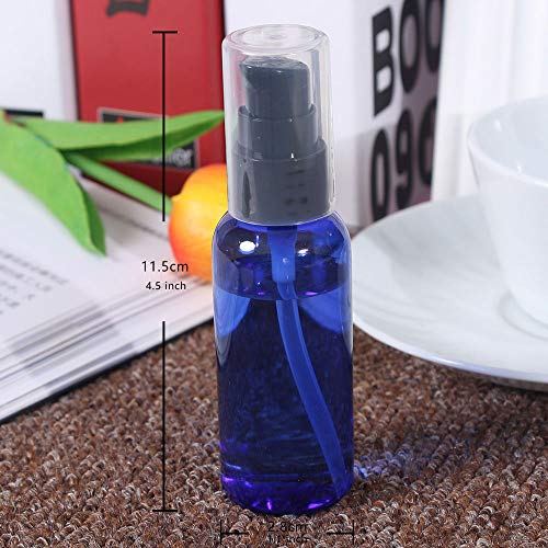 Videlly 10 Pieces Empty Refillable Plastic Pump Bottle With Black Cap Ideal For Lotion Cream Essential Oil Travel Small Container Dispenser 50Ml Blue #TOP3