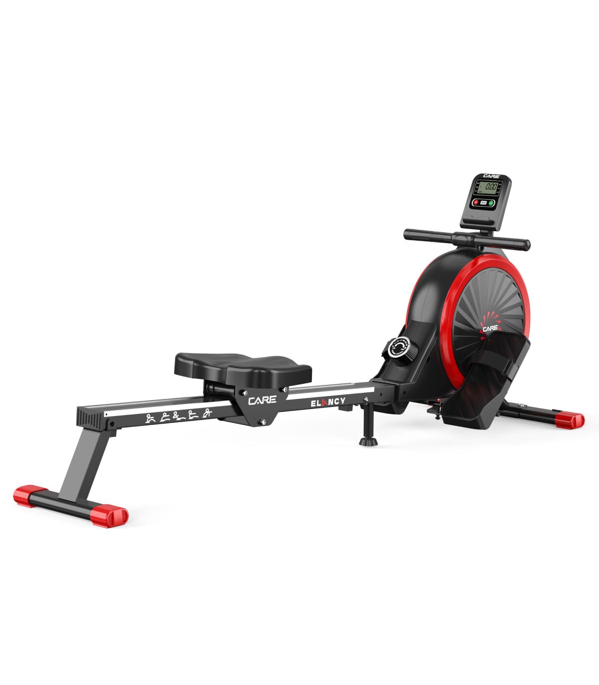 Care Fitness - Vogatore - Elancy - Pedali Antiscivolo - Freno Magnetico Silenzioso - 16 Livelli di Resistenza - 7 Funzioni