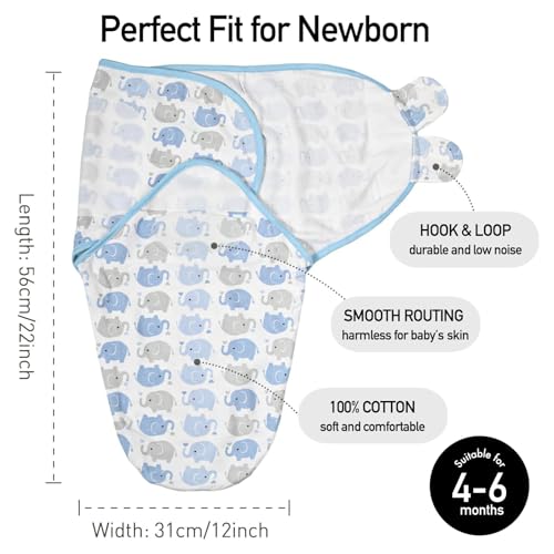Image of GLLQUEN BABY Swaddles for Newborns 3-6 Months, Adjustable & Easy Fastener | 3-Pack, Baby Boy Swaddles Organic Cotton Womb-Like Nursery Swaddling Blanket reduces startle reflex, Soft & Skin-Friendly
