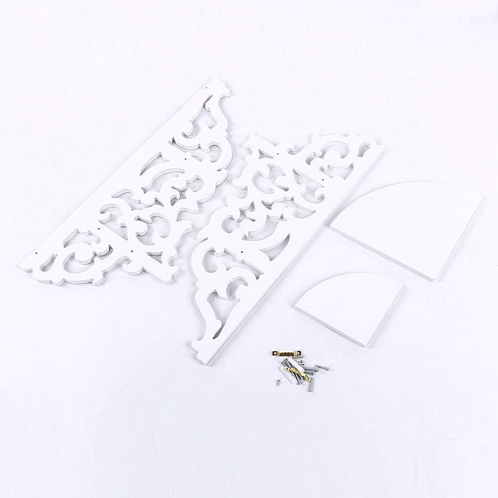2 Tier Wall-Mounted Corner Shelf, Carved Home Bathroom Corner Shower Storage Shelf White Corner Display Rack