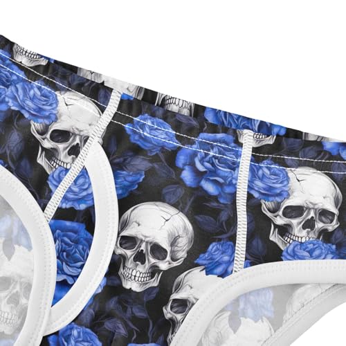 ODAWA Skulls Blue Roses Underwear Briefs, Tag-Free Comfort Toddler Underwear 2T4