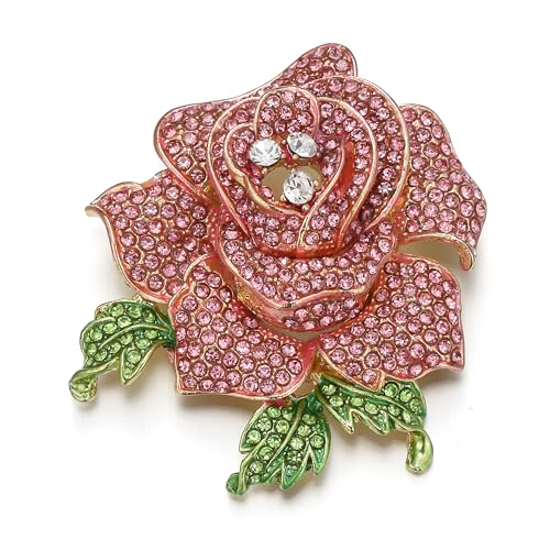 Image of EVER FAITH Women's Austrian Crystal Blooming Beautiful Rose Flower Brooch