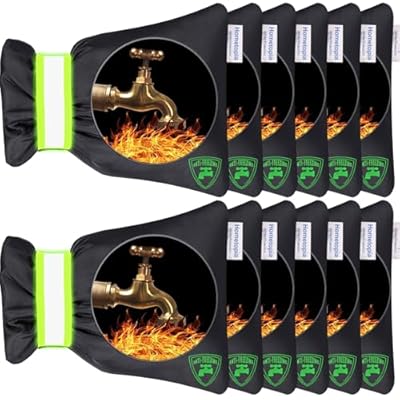 12Pack Outdoor Faucet Covers for Winter - 6.7"W x 8.3"H Hose Bib Covers for Winter Freeze Protection with Reflective strips Outside Spigot Pipe Reusable Waterproof Insulated backflow Cover,Black