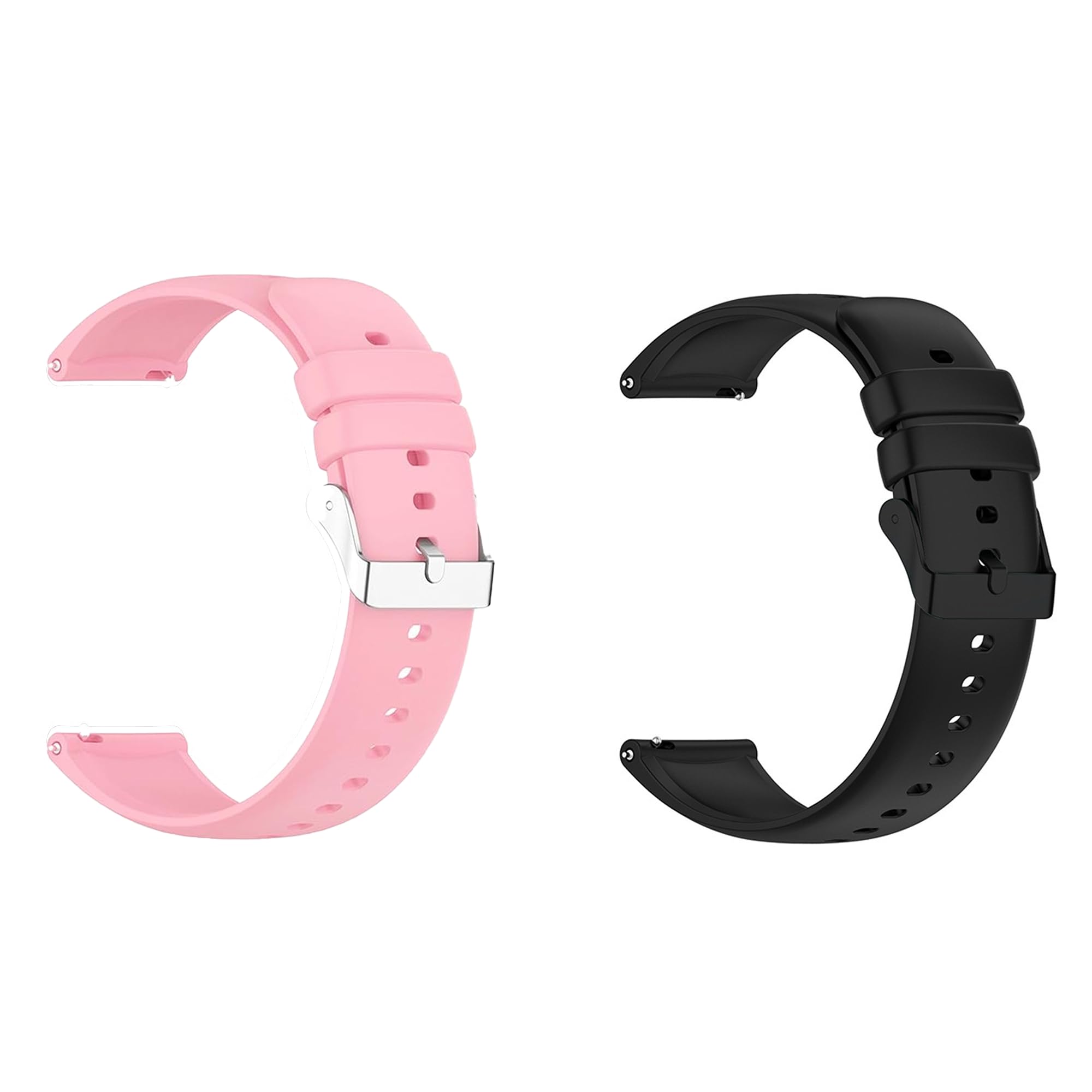 Foyscr Silicone Strap, Quick Buckle Waterproof Soft Strap, Black Strap, Silver Stainless Steel Buckle, Men's and Women's Smartwatch Strap, Sport Watch Strap