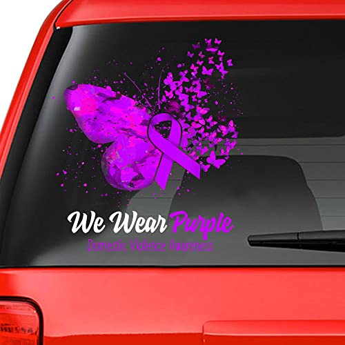 We Wear Purple Domestic Violence Awareness Butterfly Sticker: Support Domestic Violence Awareness, Fight Domestic Violence Awareness, Domestic Violence Awareness Month, World Domestic Violence Awareness Day Decal DA1-034, M