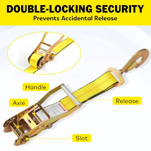 Car Tie Down Straps for Trailers with Axle Straps, 4 Pack 2" x 8 FT Heavy Duty Ratchet Straps with Snap Hooks, 4x36 Axle Straps, 10,000 lb Break Strength Tie Downs Straps for Car Hauler, ATV and UTV by Nestilly - Used condition - Image 3