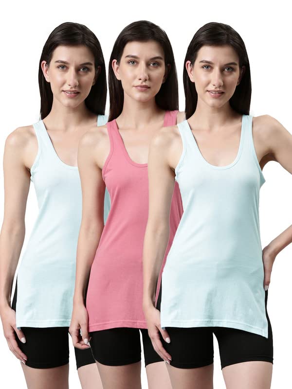 Image of Dixcy Slimz Solid Scoop Neck Sleeveless Slim Fit Thigh Length Camisole for Women
