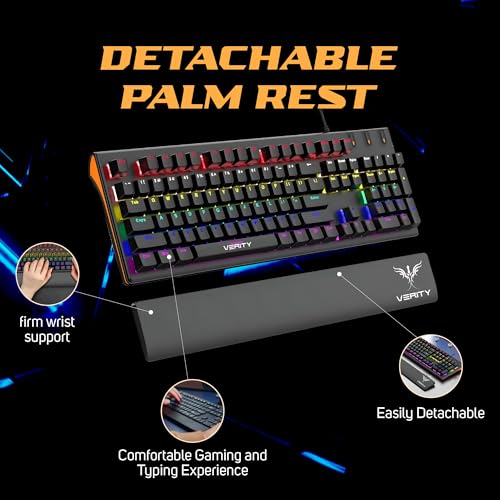 Image of VERITY Eclipse RGB Mechanical Gaming Keyboard Black | Ergonomic Layout | Fast & Responsive Mechanical Switches | Dynamic RGB Backlit Keys | Ideal for Gamers, Office Work & Daily Use