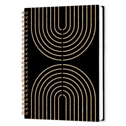 Carnet à spirale bohème doré noir 14x21cm pour notes et bureau
