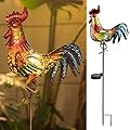Tryme Rooster Solar Lights Outdoor Decorative Garden Statue Gifts for Chicken Lovers Women Mother Metal Yard Art for Lawn