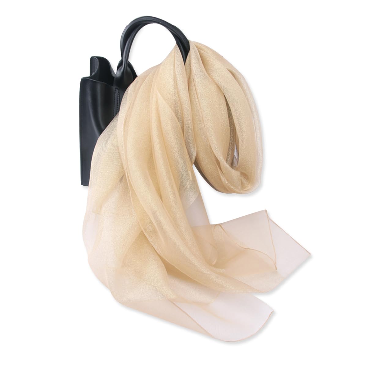 LumiSyne Sciarpa In Seta Organza a Doppio Strato Donna Scintillanti Scialle Stola Per Abito Da Sera Tinta Unita Con Filo Dorato Leggero Trasparente Tulle Stupenda Stola Per Sposa Matrimonio Prom Festa