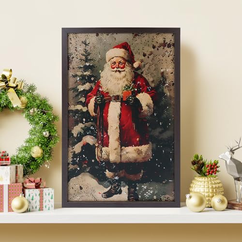 Vintage Christmas Decorations Wall Art Prints Vintage Santa Claus Christmas Mantle Table...