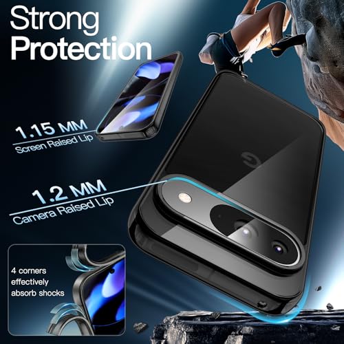 Image of JETech Cover Case for Google Pixel 9 /9 Pro 2024, Non-Yellowing Shockproof Bumper Protective Phone Cover, Anti-Scratch Hard PC Back (Black)